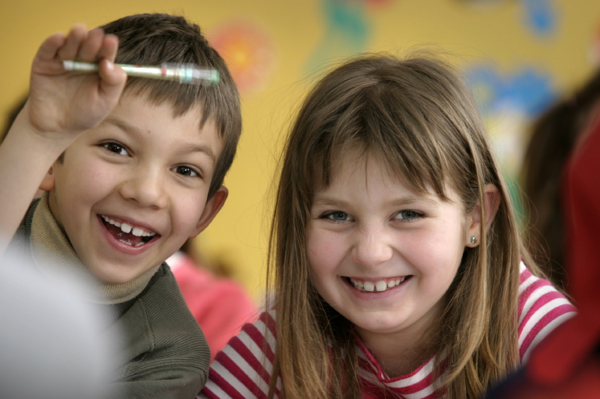 Class of smiling children
